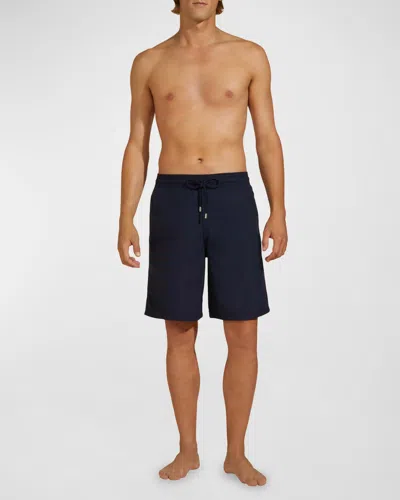 Vilebrequin Men's Unis Stretch-solid Swim Trunks In Navy
