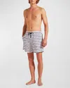 VILEBREQUIN MEN'S MICRO-TURTLE STRIPED SWIM SHORTS