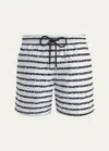 VILEBREQUIN MEN'S MICRO-TURTLE STRIPED SWIM SHORTS