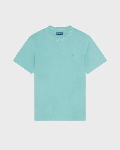 Vilebrequin Men Mineral Dye Cotton T-shirt In Green