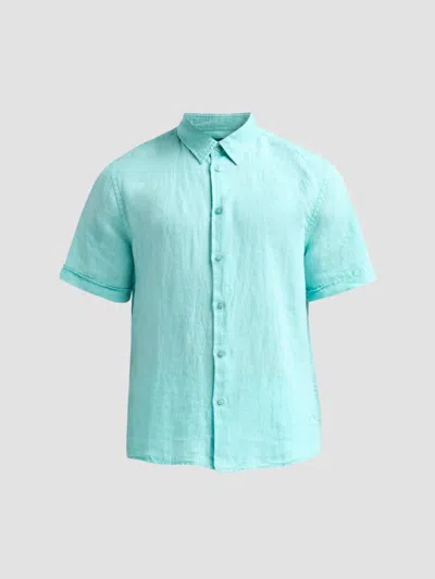 Vilebrequin Men's Mineral-dye Linen Short-sleeve Shirt In Blue