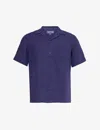 Vilebrequin Mens Minuit Charli Brand-embroidered Linen Shirt In Minuit