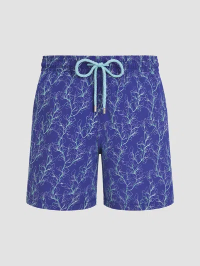 Vilebrequin Men's Mistral Embroidered X-ray Seaweed Swim Trunks In Blue