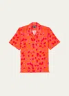 Vilebrequin Bowling Linen New Leopard Shirt In Apricot