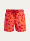 Vilebrequin New Leopard Stretch Swim Trunks In Apricot