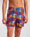 Vilebrequin Moorea Noumea Sea Shells Print 5 Swim Trunks In Navy