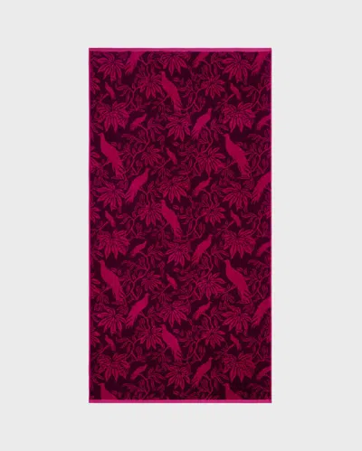 Vilebrequin Men Organic Cotton Beach Towel Birds Jacquard In Purple