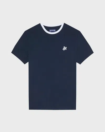 Vilebrequin Men Organic Cotton Bicolor T-shirt In Blue