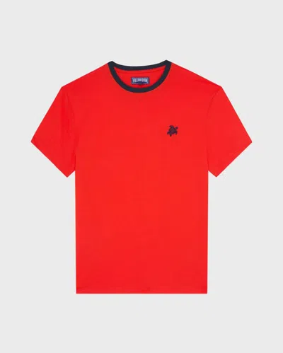 Vilebrequin Men Organic Cotton Bicolor T-shirt In Red