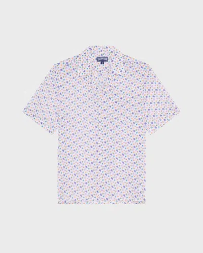 Vilebrequin Men Organic Cotton Bowling Shirt Micro Ronde Des Tortues In White