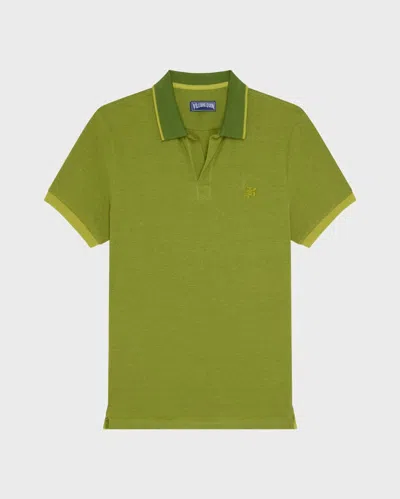 Vilebrequin Men Organic Cotton Colour Changing Polo Shirt In Green