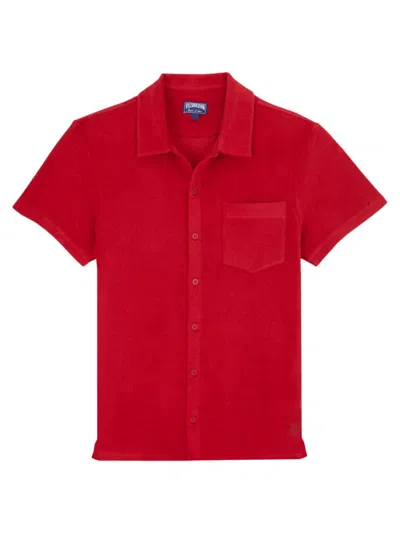 Vilebrequin Button-up Terry-cloth Bowling Shirt In Red