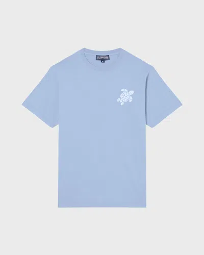 Vilebrequin Men Organic Cotton T-shirt Big Turtle Embroidery Cloudy