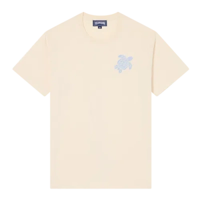 Vilebrequin Men Organic Cotton T-shirt Big Turtle Embroidery In Neutral