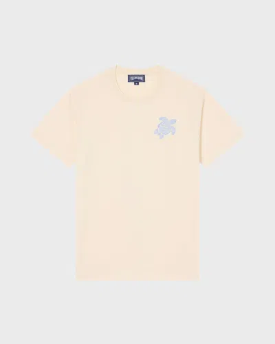 Vilebrequin Men Organic Cotton T-shirt Big Turtle Embroidery Off White In Neutral