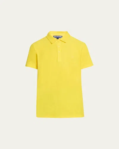 Vilebrequin Palatin Logo-embroidered Polo Shirt In Yellow