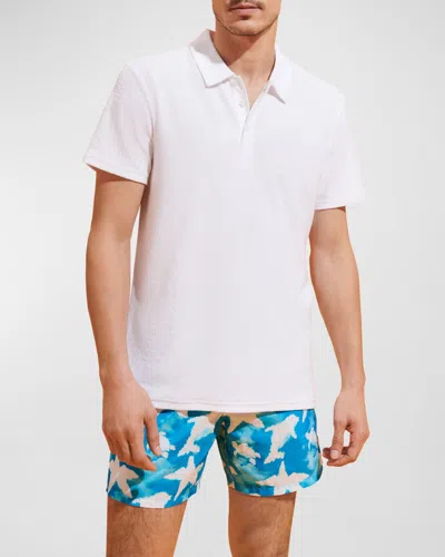 Vilebrequin Terry Cotton Pacific Polo Shirt In White