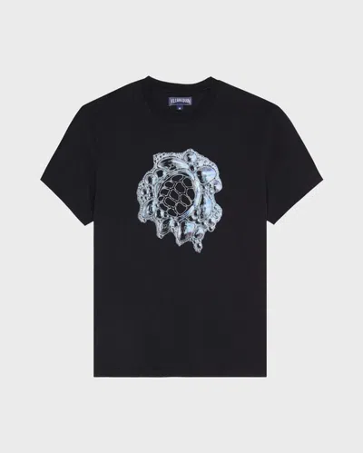 Vilebrequin Men Oversize Organic Cotton T-shirt Bubble Turtle 3d In Black
