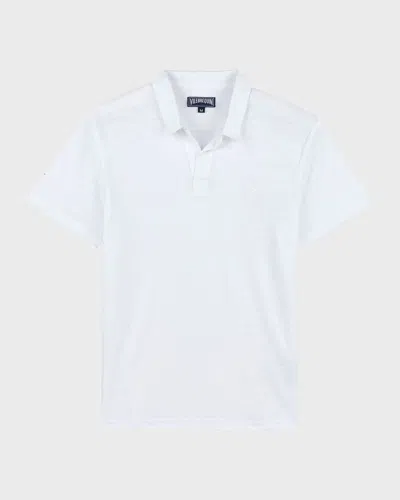 Vilebrequin Linen Jersey Polo Shirt Solid In White