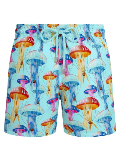 Vilebrequin Men's Recycled Polyamide Swim Shorts With Jellyfish Print In Blue