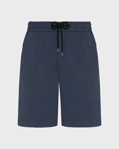 Vilebrequin Men Satin Cotton Elastic Waist Bermuda Shorts Solid In Blue