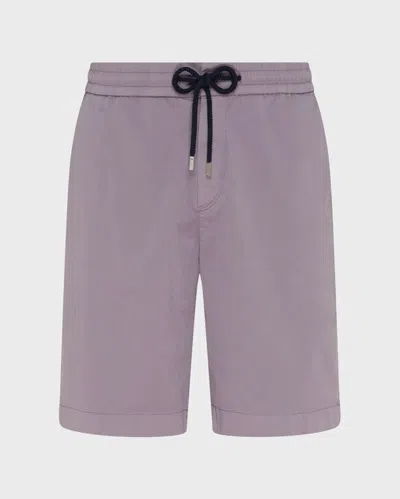 Vilebrequin Men Satin Cotton Elastic Waist Bermuda Shorts Solid In Purple