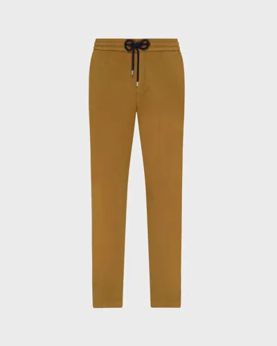 Vilebrequin Men Satin Cotton Elastic Waist Pants Solid In Brown