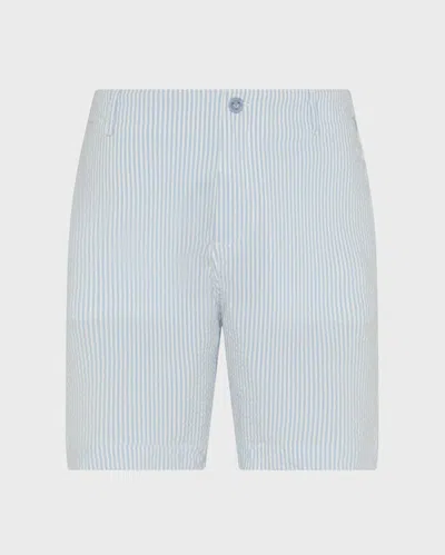 Vilebrequin Men Stretch Cotton Bermuda Shorts Seersuckers Stripes In Blue