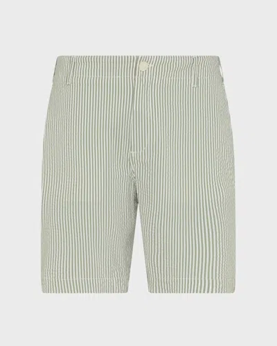 Vilebrequin Men Stretch Cotton Bermuda Shorts Seersuckers Stripes In Green