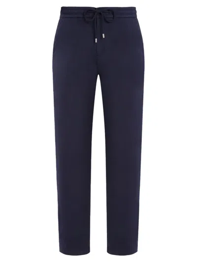 Vilebrequin Men's Stretch Cotton Drawstring Trousers In Blue