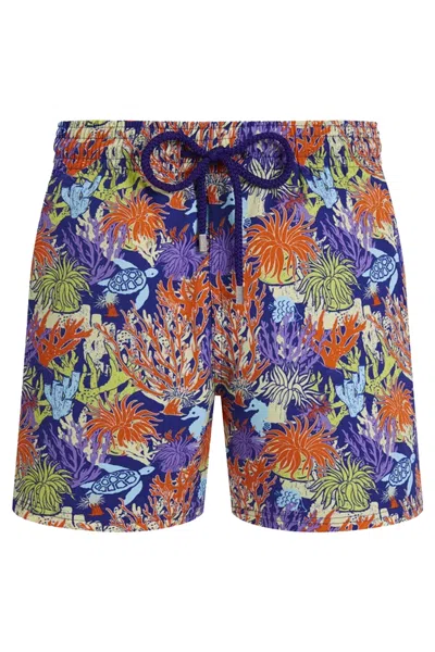 Vilebrequin Men Stretch Short Swim Shorts Aquatic Life In Multi