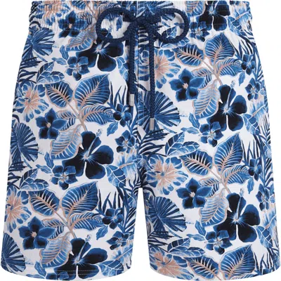Vilebrequin Moorise Straight-leg Mid-length Printed Recycled Swim Shorts In Blue