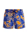 Vilebrequin Men Stretch Short Swim Shorts Poulpes Mango/orange In Blue