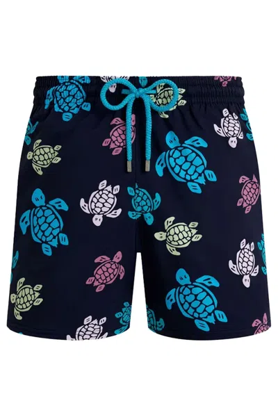 Vilebrequin Men Stretch Short Swim Shorts Ronde Des Tortues Multicolores Navy
