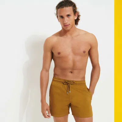 Vilebrequin Men Stretch Short Swim Shorts Solid Dark Beige