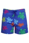 Vilebrequin Men Stretch Short Swim Shorts Tortues Multicolores In Blue