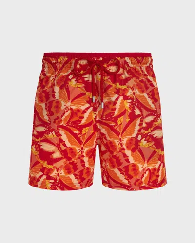 Vilebrequin Dama Pintada Stretch-badeshorts Für Herren In Rot