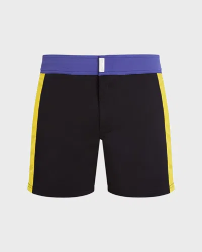 Vilebrequin Men Stretch Swim Shorts Flat Belt Color Block In Multi