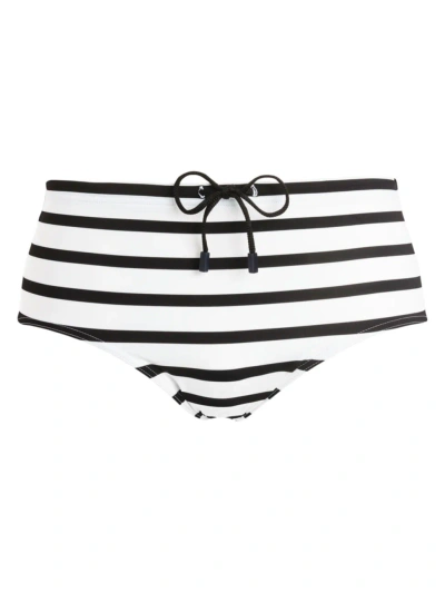 Vilebrequin Men's Striped Swim Briefs In Black White Stripe