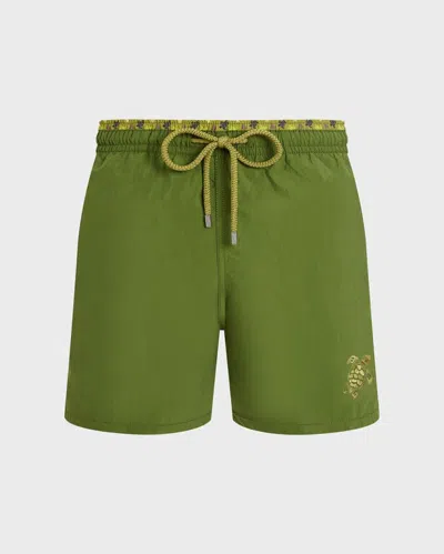 Vilebrequin Men Swim Shorts Bicolor Micro Ronde Des Tortues In Green