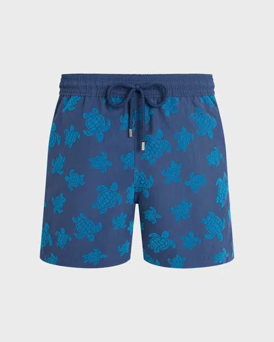 Vilebrequin Men Swim Shorts Flocked Ronde Des Tortues In Blue