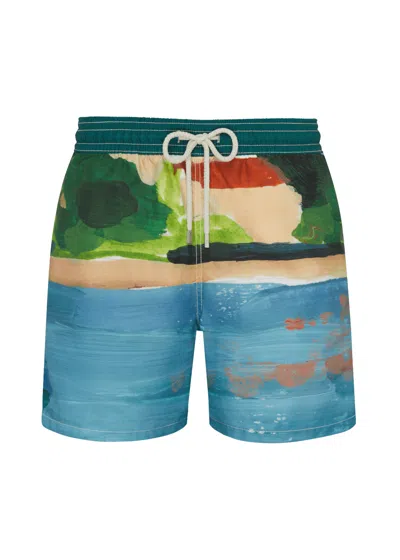 Vilebrequin Men Swim Shorts Highsnobeity Chambray Blue In Multi