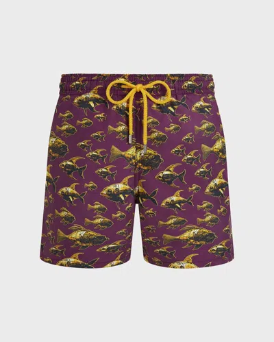 Vilebrequin Men Swim Shorts Meca Fish In Purple