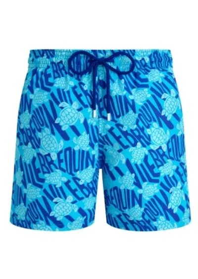 Vilebrequin Men Swim Shorts Ronde Des Tortues Logo In Blue