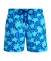 Vilebrequin Printed Recycled Polyamide Swim Shorts In Blue Topaz/blue