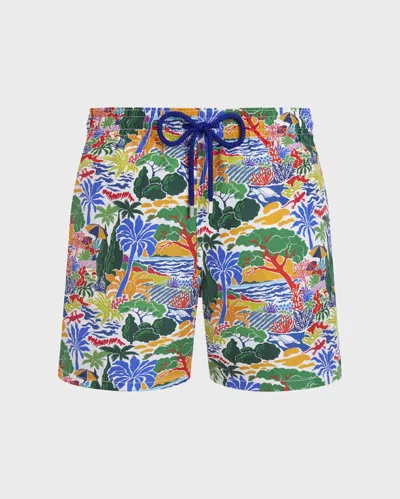 Vilebrequin Men Swim Shorts Seaside Life In Multi