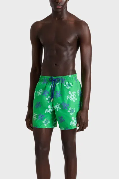 Vilebrequin Men Swim Shorts Soccer Turtles Laser In Green
