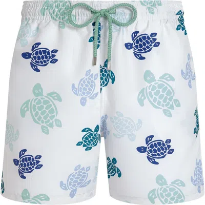 Vilebrequin Men Swim Shorts Tortues Multicolores In White