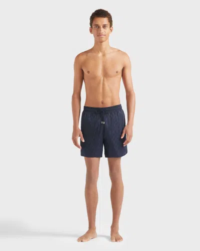 Vilebrequin Men Swim Shorts Turtle Monogram Navy In Blue