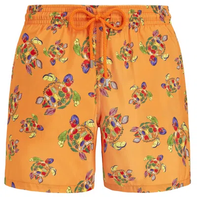 Vilebrequin Men Swim Shorts Ultra-light And Packable Rataturtles Orange